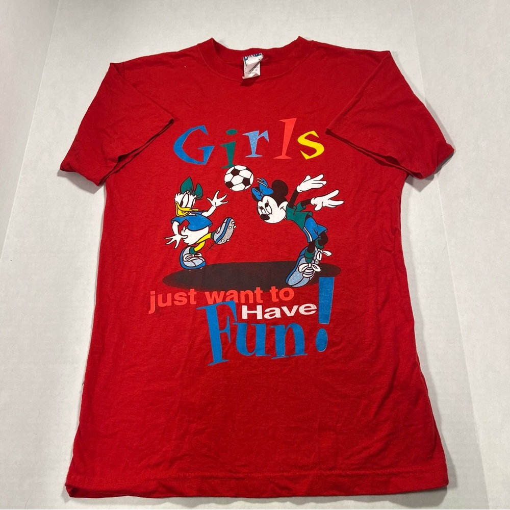 Vintage Girls just wanna have fun Disney short sleeve t Shirt fits adult size S